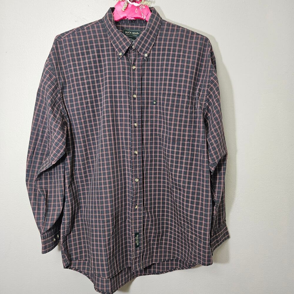 Duck Head Button Down Shirt Mens XL Plaid Long Sleeve Preppy Gorpcore Y2K